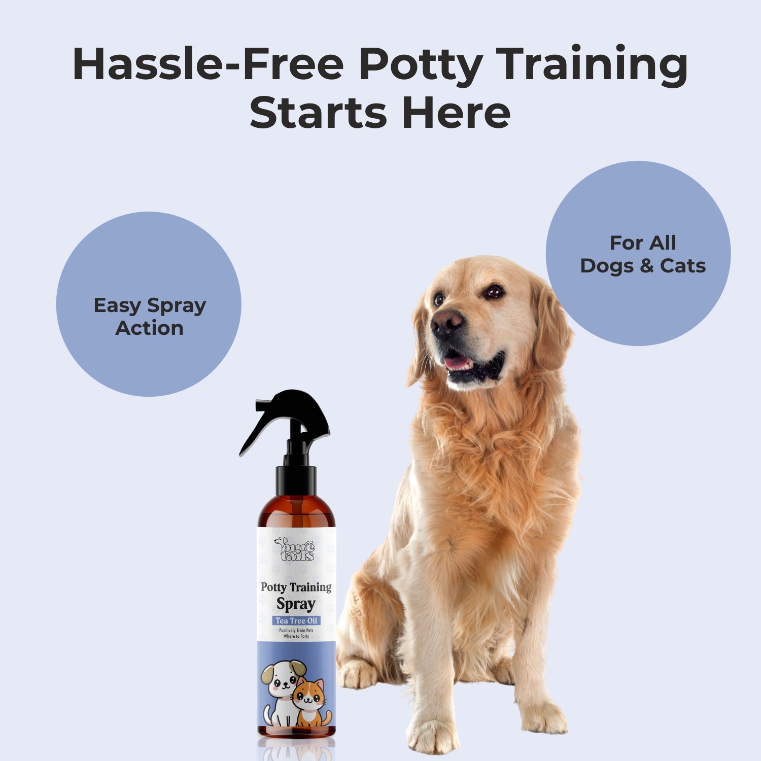 Pure Tails Pet Hygiene & Training Trio: Dry Bath Spray (Peach), Chew Stopper Spray & Sniff Lily Perfume