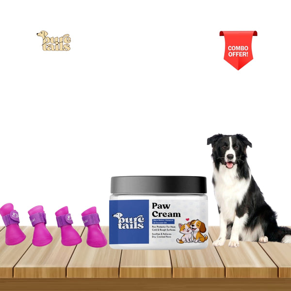 Pure Tails Pet Paw Care Combo – Paw Cream and Dog Shoes for Dogs and Cats
