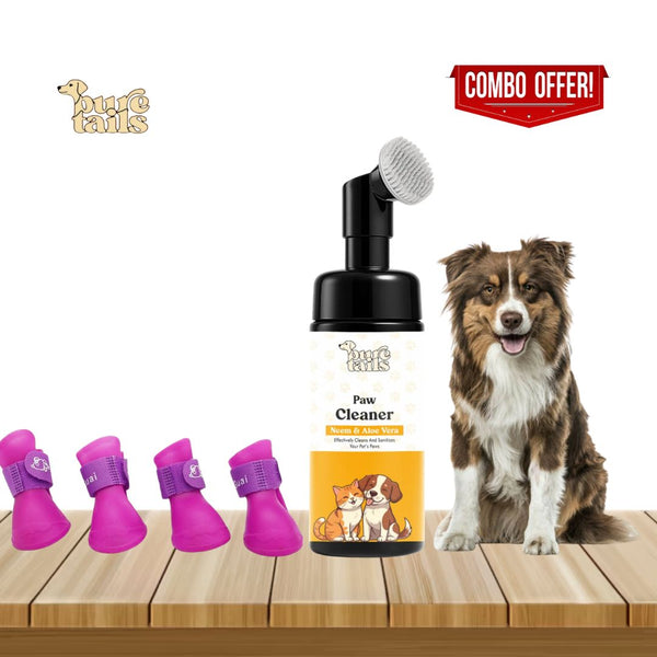 Pure Tails Dog Shoes & Paw Cleaner Combo