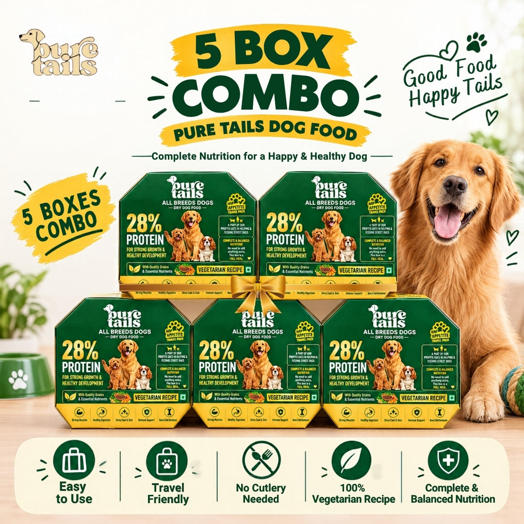 Pure Tails Dry Dog Food for All Breeds – 28% Protein, Vegetarian Recipe