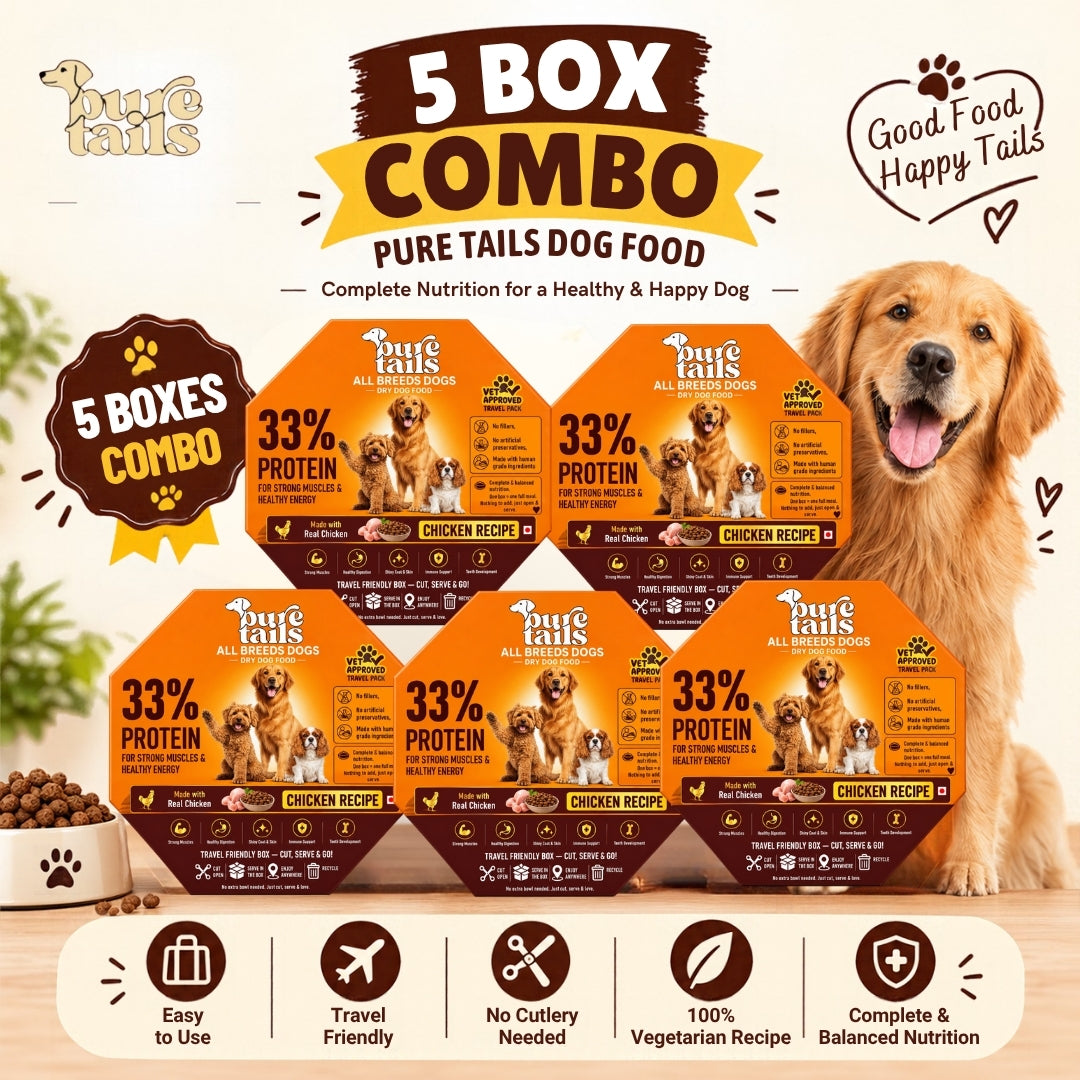 Pure Tails Chicken Recipe Dry Dog Food – 5 Box Combo for All Breeds