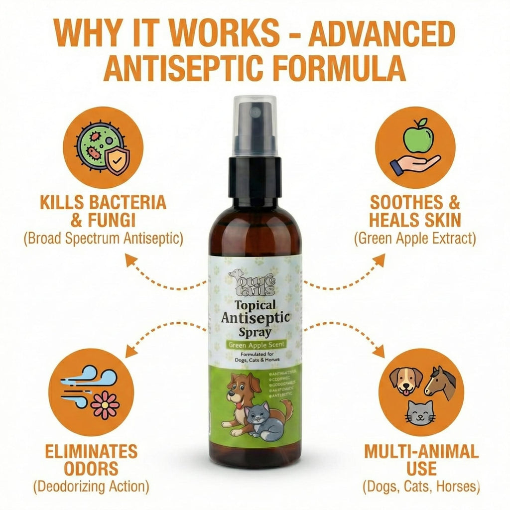 Pure Tails Topical Antiseptic Spray for Dogs & Cats.