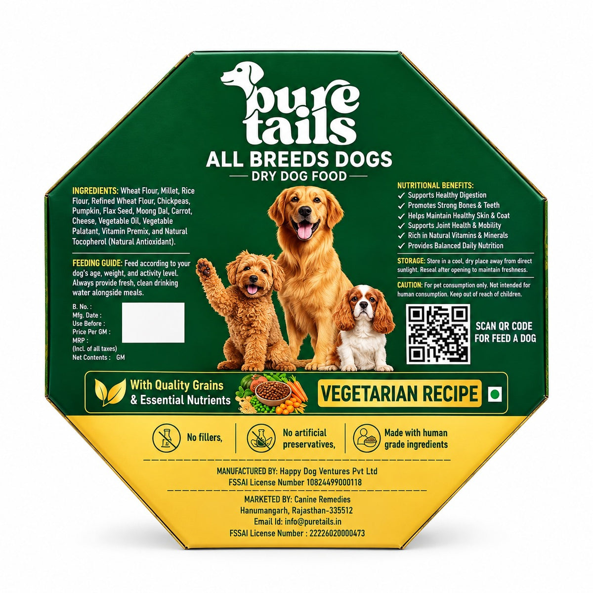Pure Tails Dry Dog Food – 12 Box Combo for All Breeds