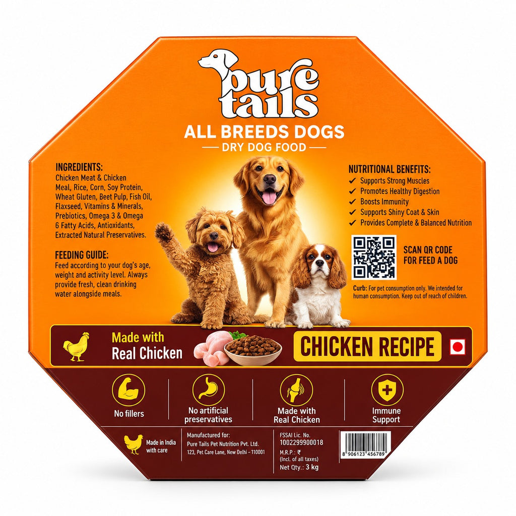 Pure Tails Chicken Recipe Dry Dog Food – 12 Box Combo for All Breeds