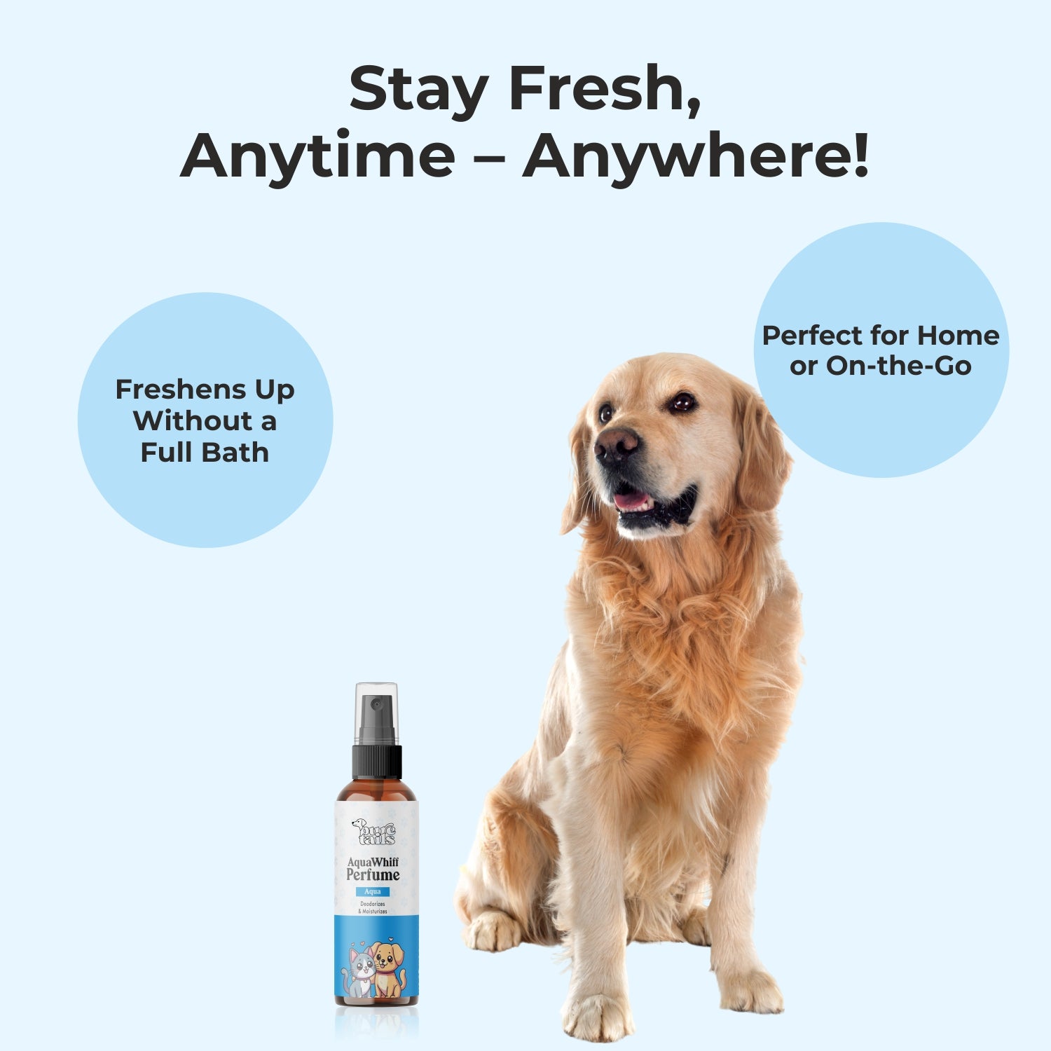 Pure Tails Pet Hygiene & Training Trio: Dry Bath Spray (Peach), Chew Stopper Spray & Sniff Lily Perfume