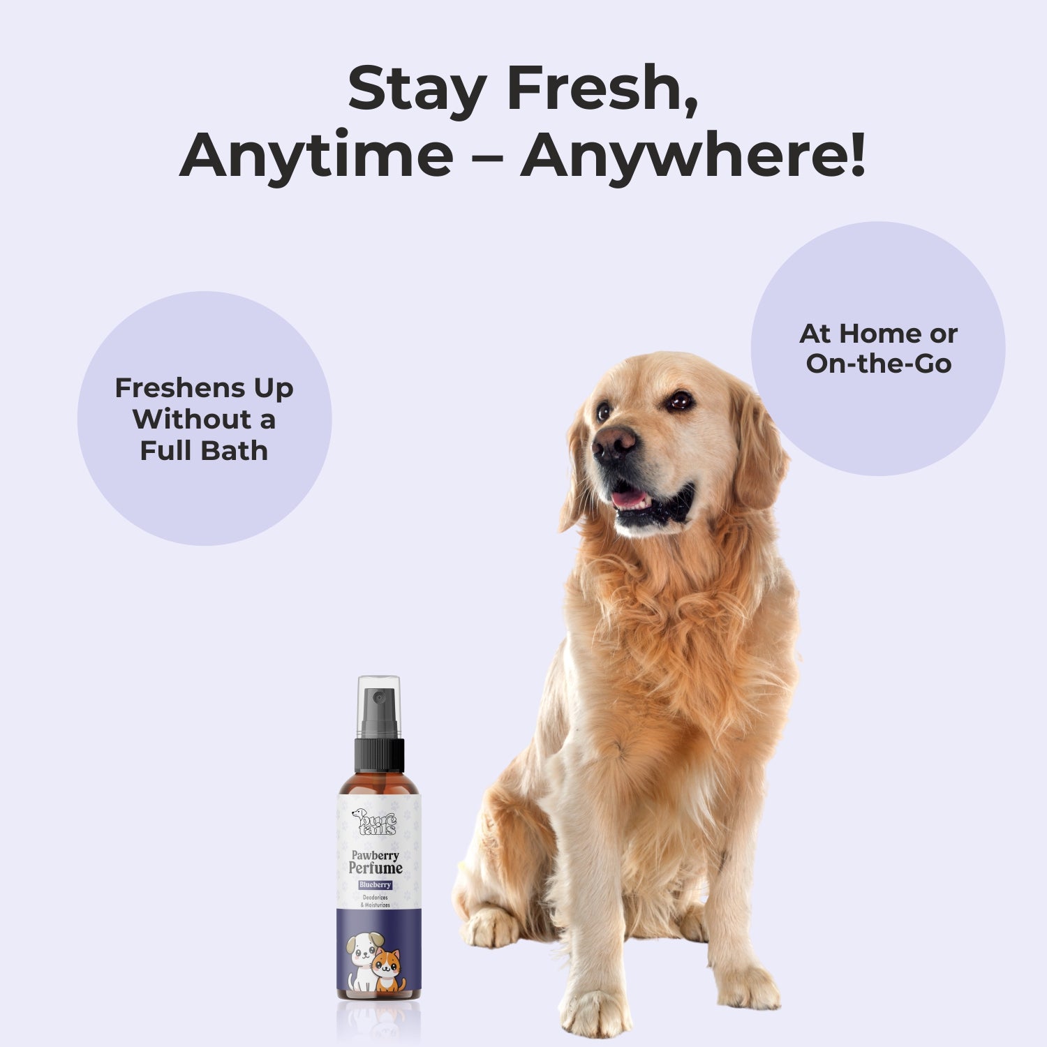 Pure Tail 4-in-1 Complete Grooming & Protection Kit: Peach Dry Bath Spray, Anti-Tick Powder, Pawberry Perfume & Flea Comb